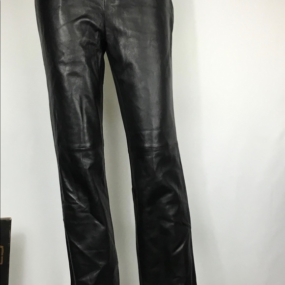 Real Clothes Leather Pant  Size 2 Black Lined Hi Waist Straight Leg Leather Lace - Picture 4 of 12
